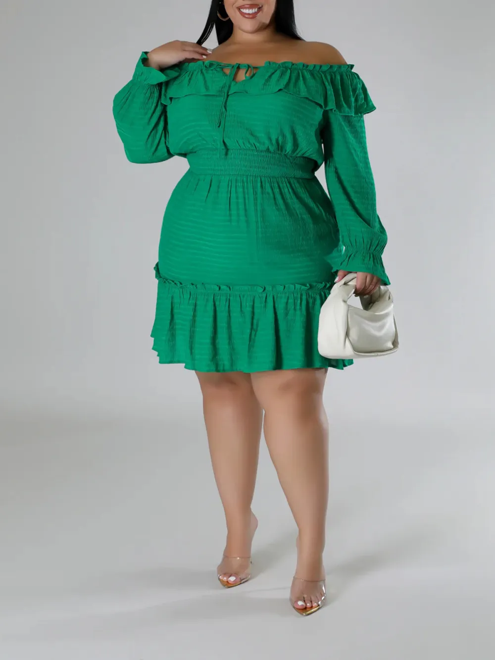 Straight Neck Tie Front Dress