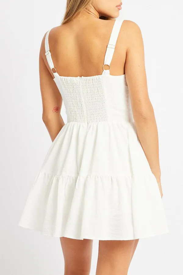 White Fit And Flare Dress Mini