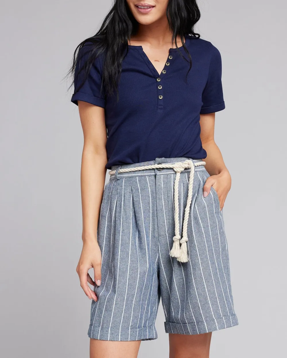 Striped Regular Drawstring Short