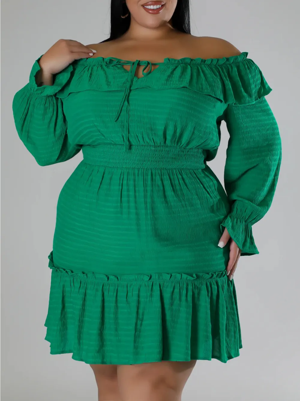 Straight Neck Tie Front Dress