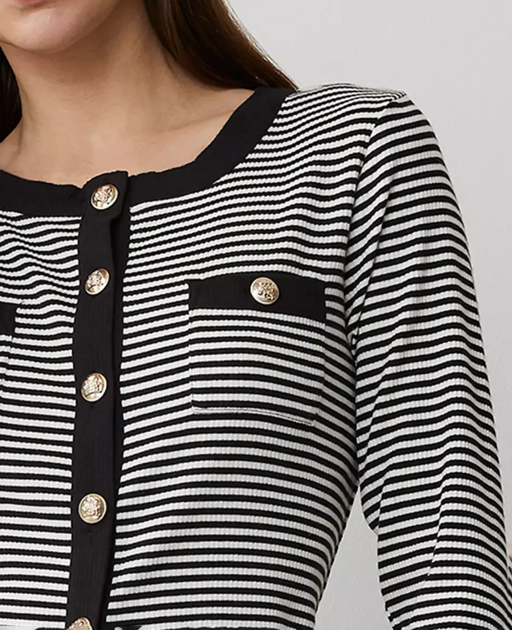 Stripe Button Knit Jacket
