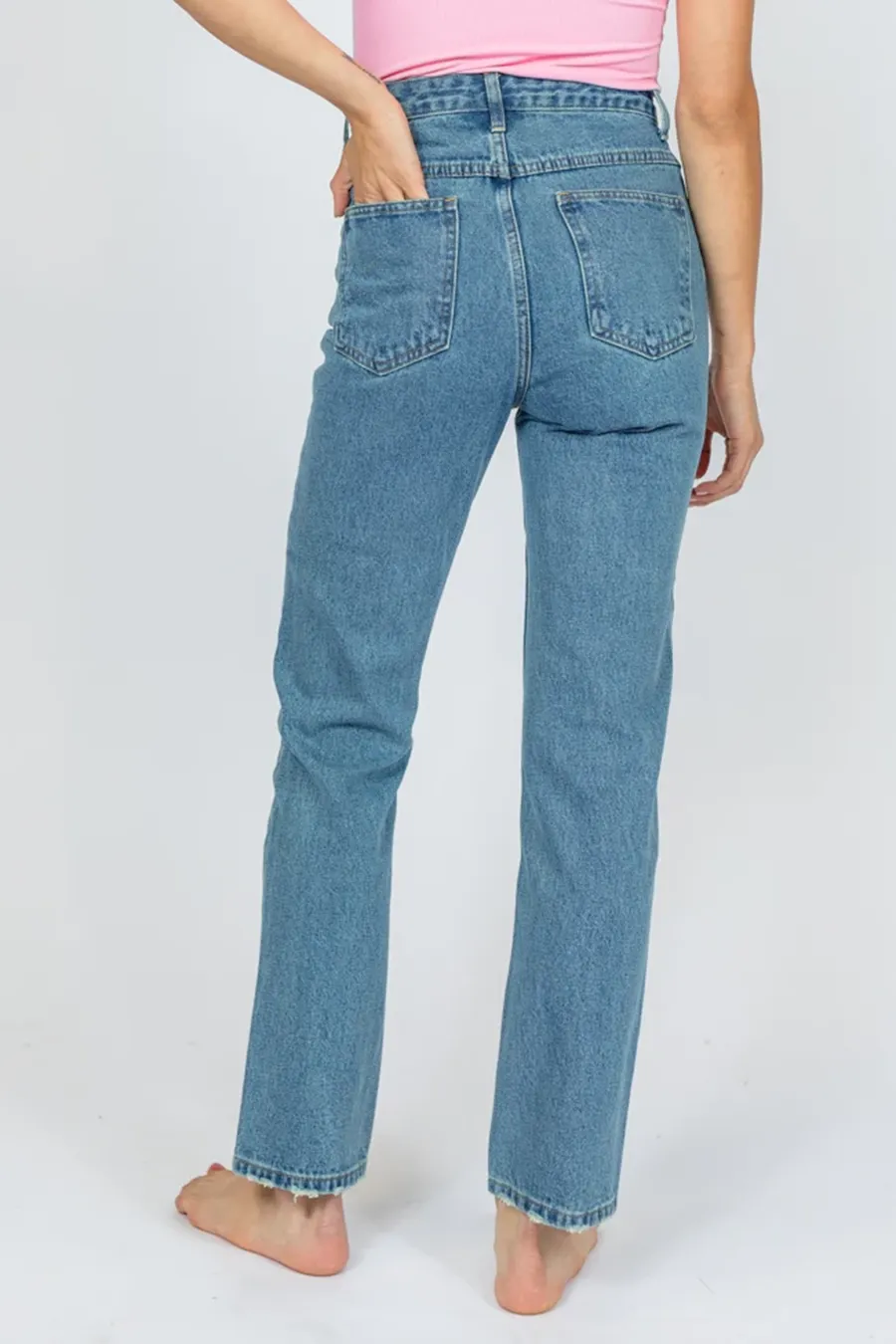 Medium Wash Straight Leg Mom Jeans