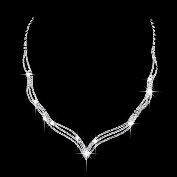 OL Claw Chain Rhinestone Foxtail Necklace Earring Set