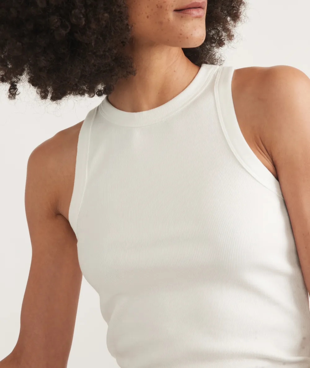 Crisp White High Neck Tank