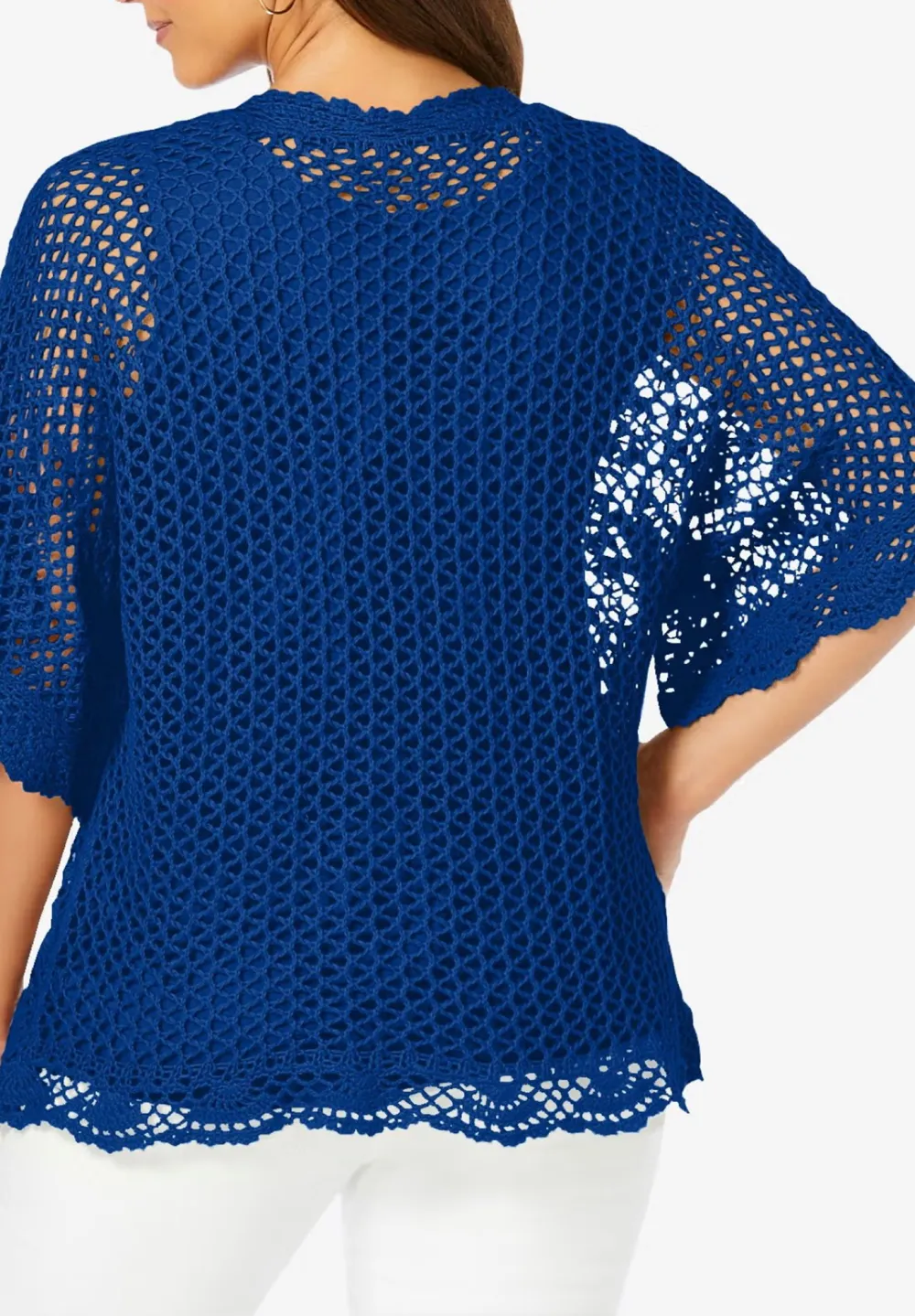 Hollow Solid Color Cardigan