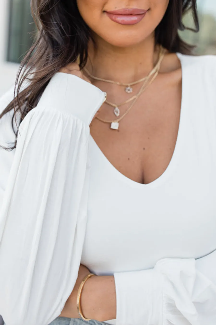 White Crew Neck Bodysuit