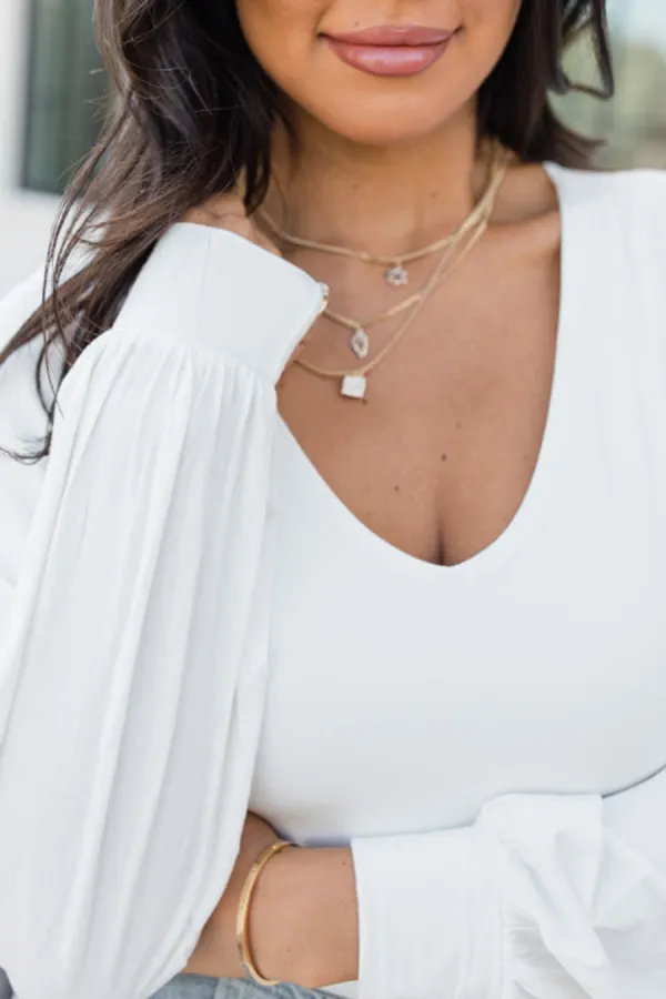 White Crew Neck Bodysuit