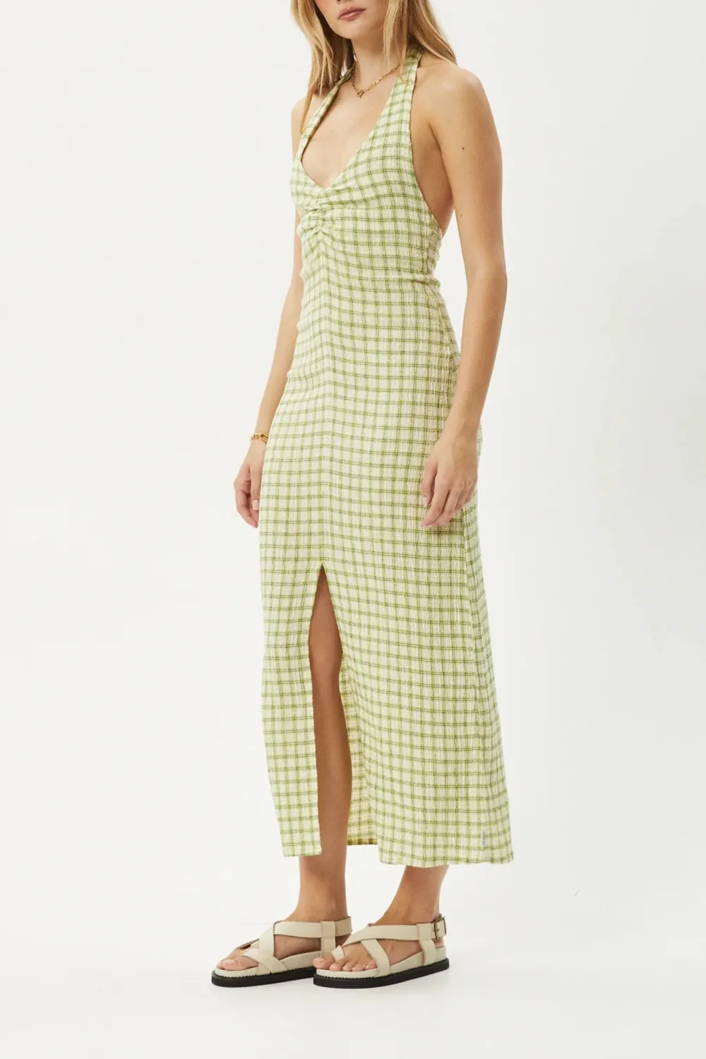 Lemon High-End Simple Plaid Collarbone Dresses