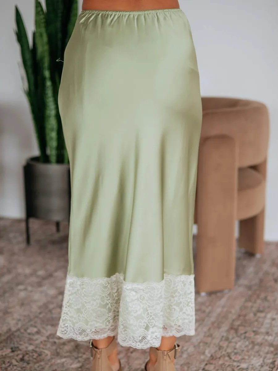 Lace Hem Midi Skirt