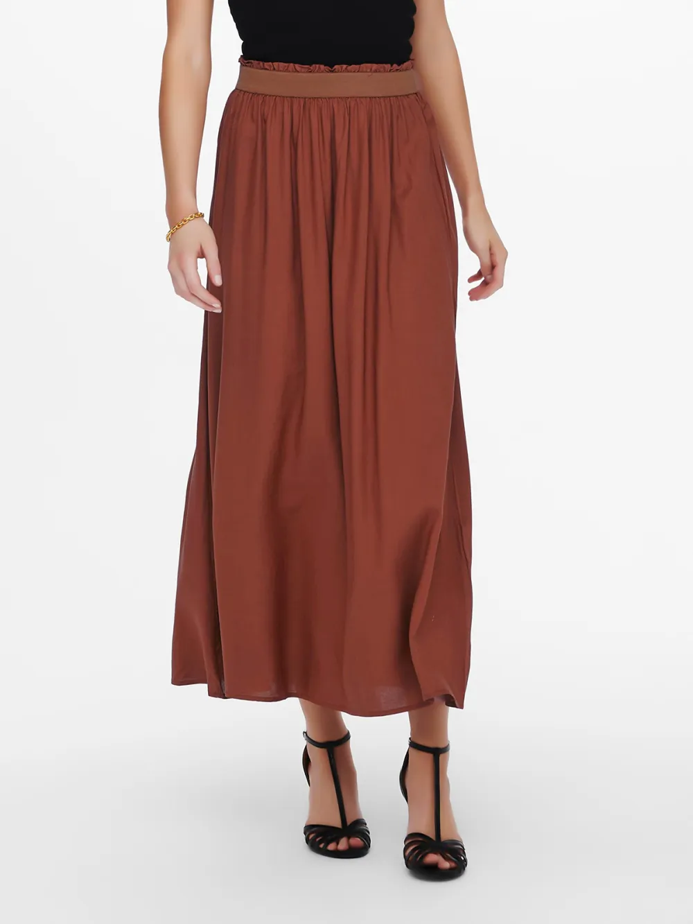 Plain Colored Casual Style A-line Skirt