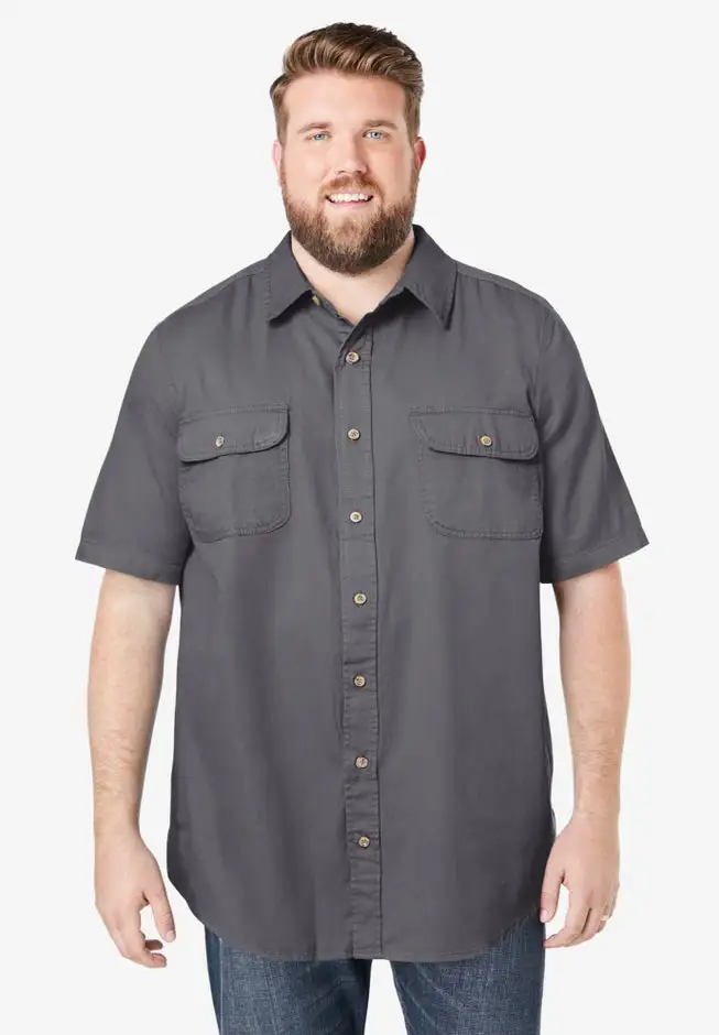 Short Sleeve Denim and Twill Shirt