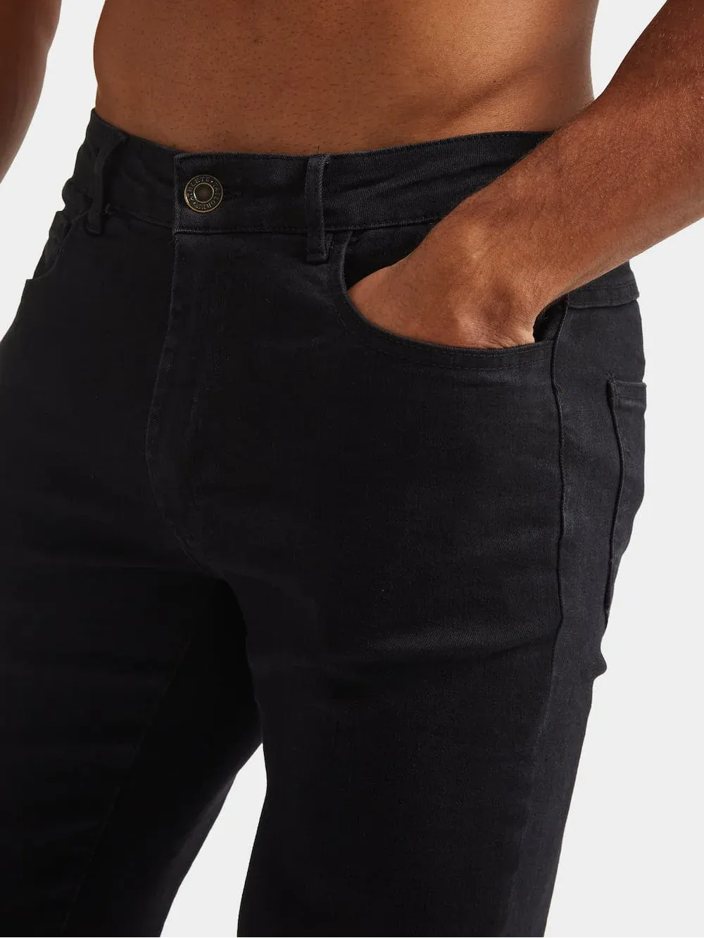 Black Casual Daily Athletic Jeans