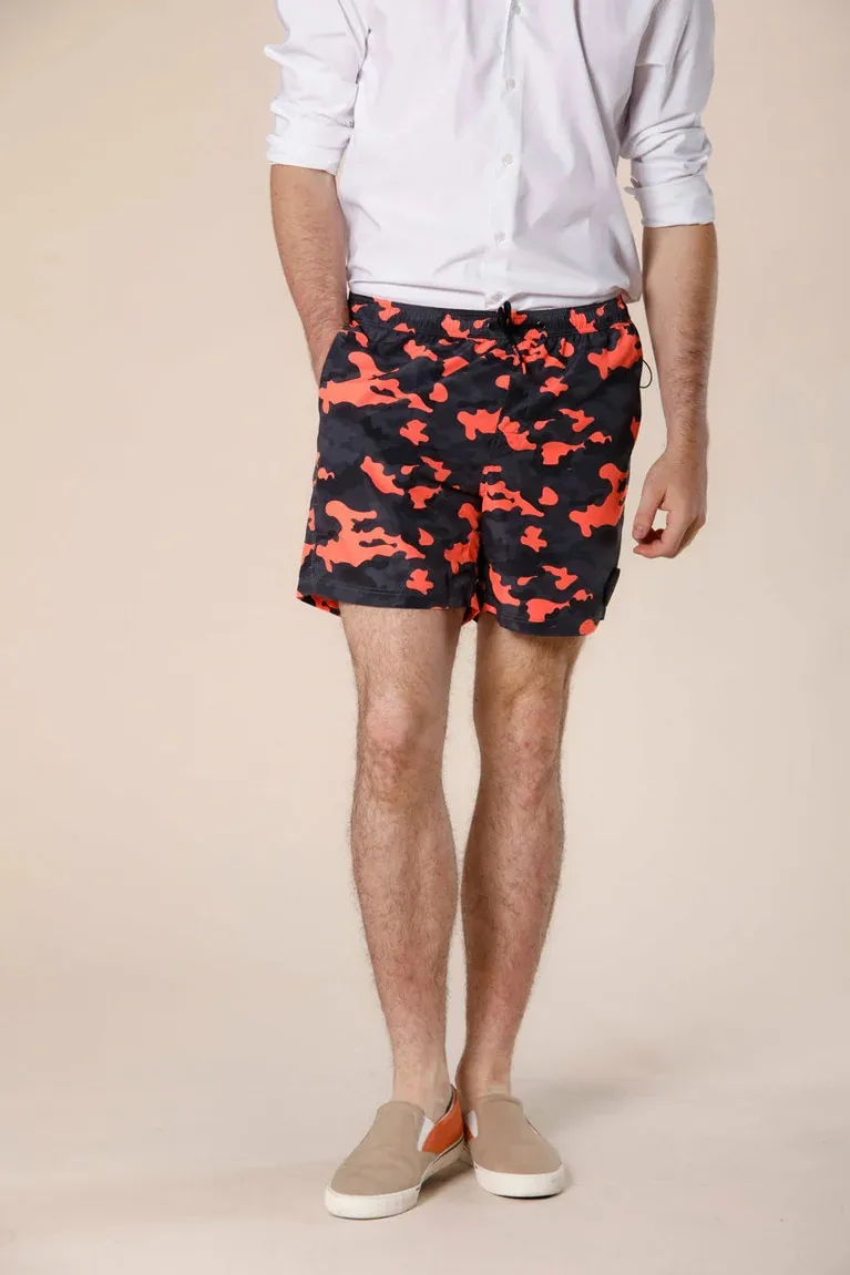 Men's Polyester Orange Camouflage Regular Fit Swimsuit