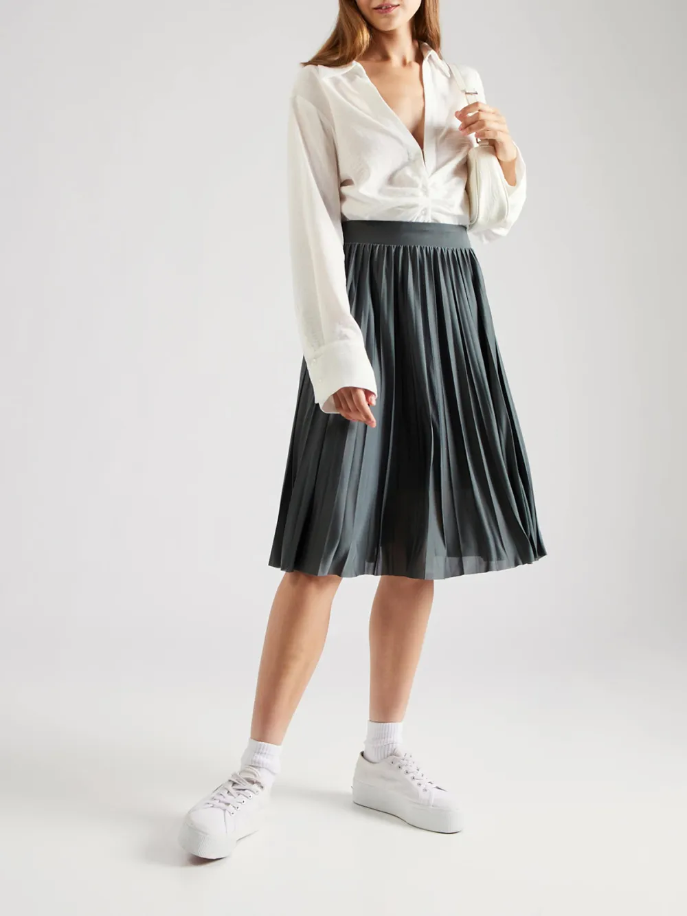 Plain Colored Casual Style Pleated Skirt