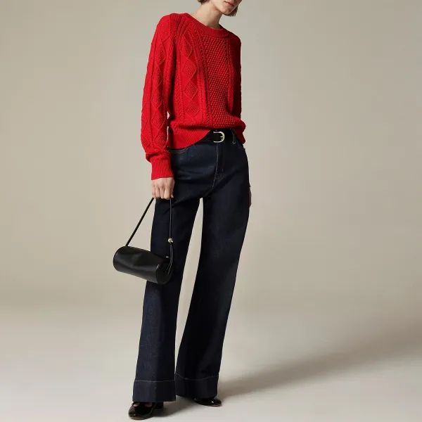 Cotton Cable-Knit Crewneck Sweaters
