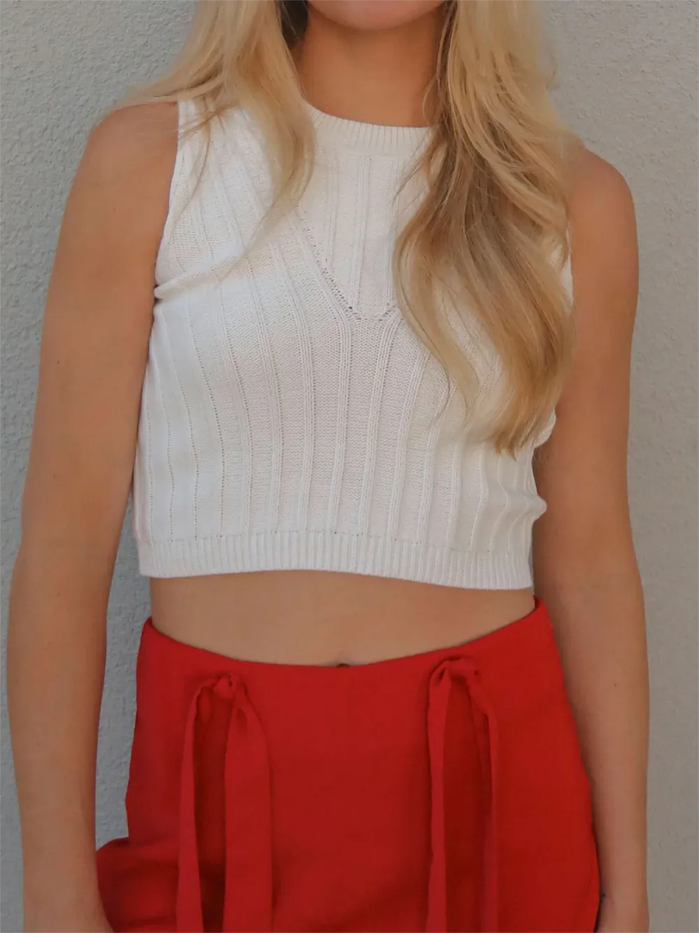 High Neck Cropped Knit Top