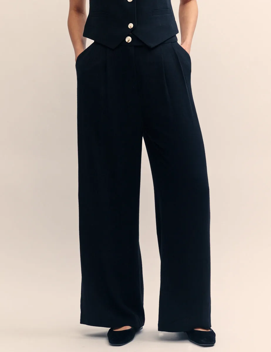 Black Relaxed Tailored Trousers