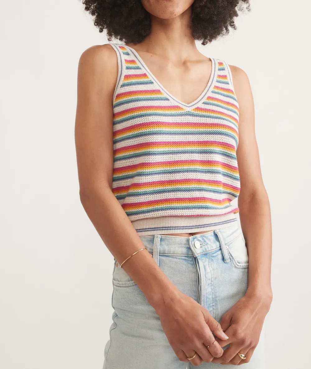 Rainbow Striped V-Neck Sweater Tank