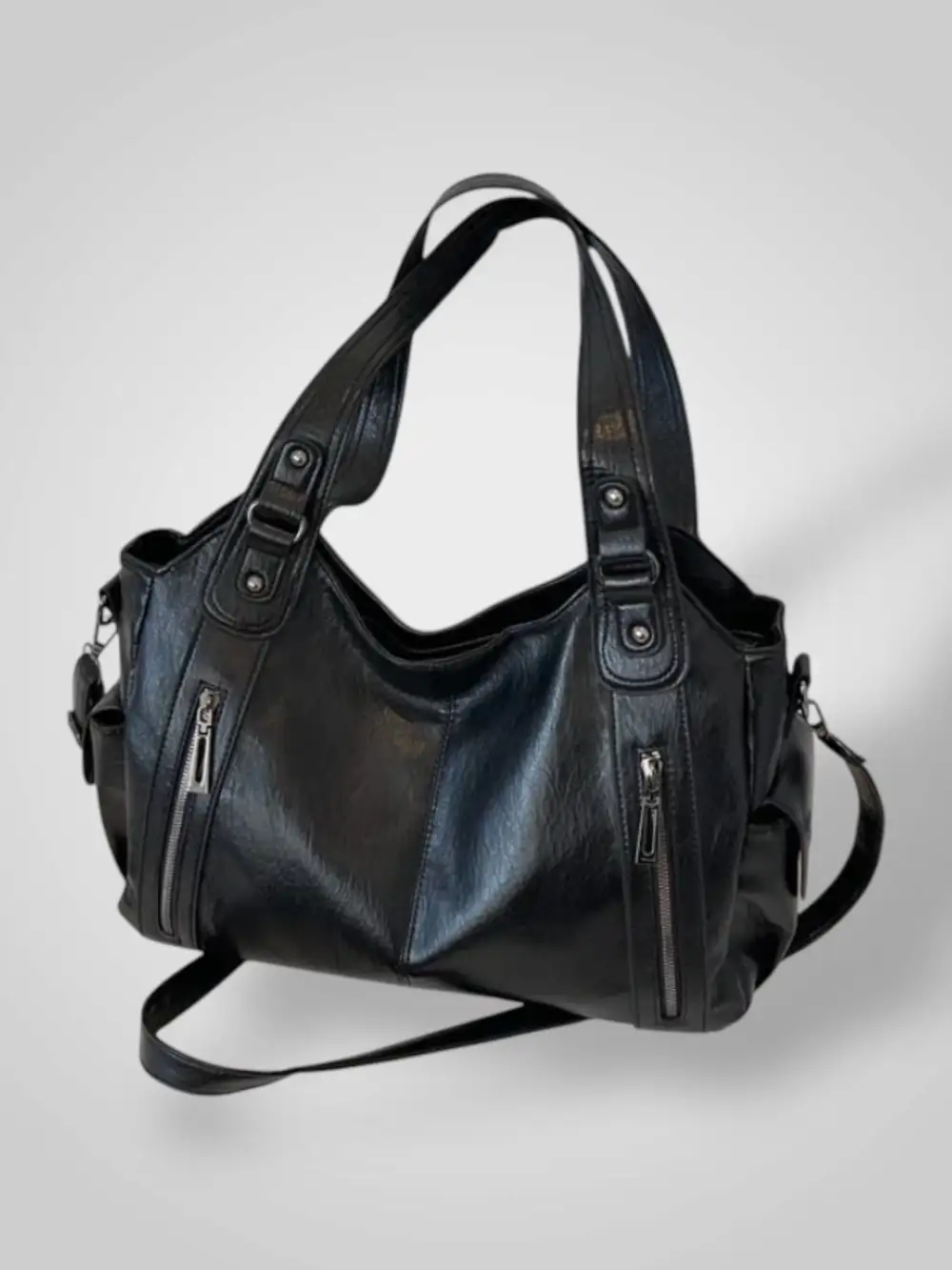Foldover Leather Shoulder Bag
