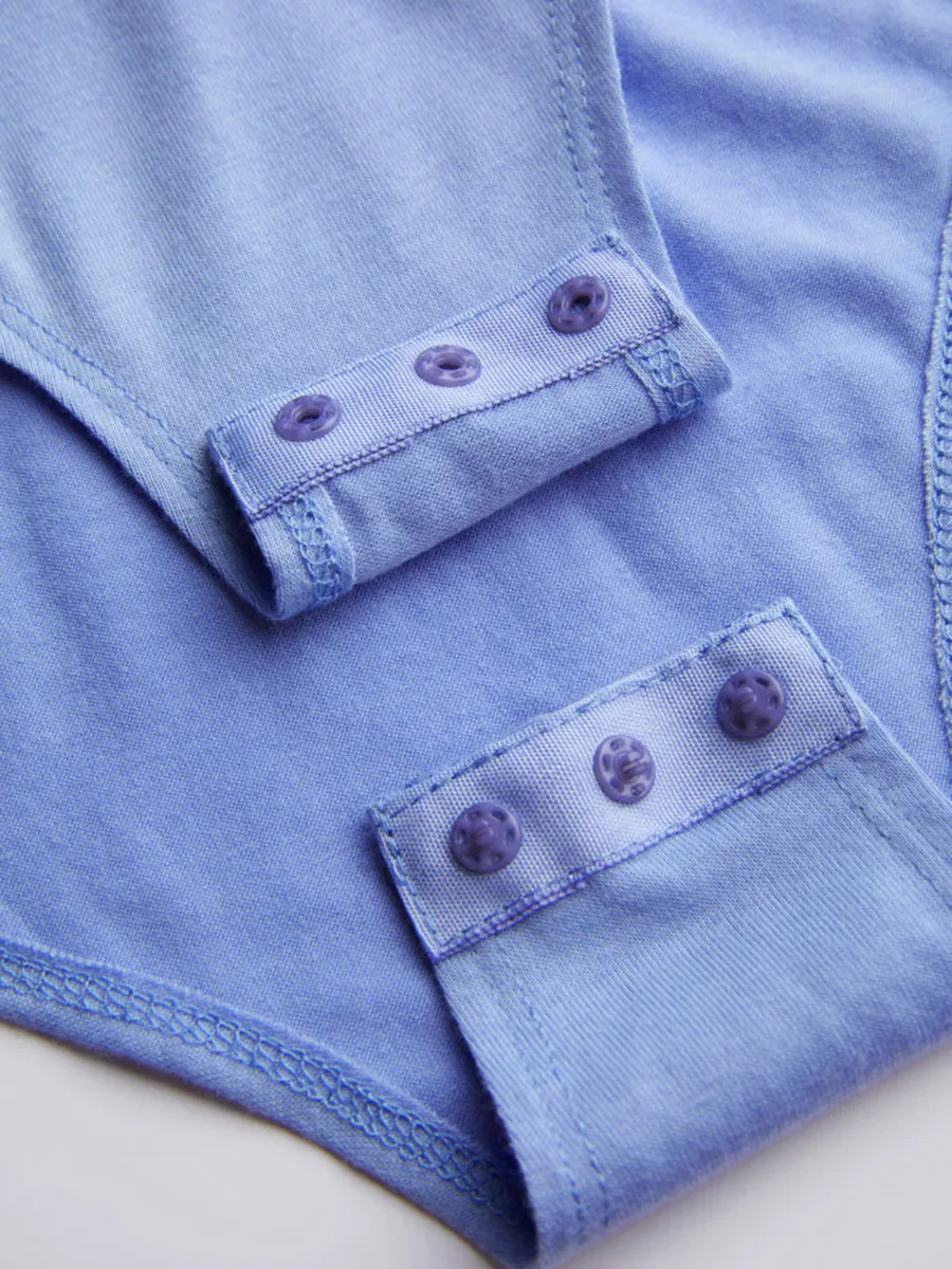 Collar Solid Button Long Sleeve Blouse Bodysuit