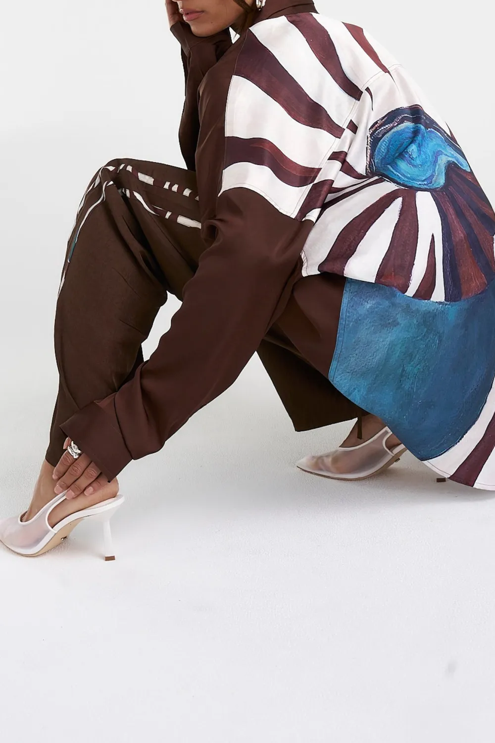 Brown Stripe Daily Personality Straight  Pants