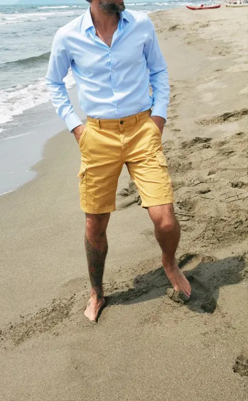 Yellow Men's Fashion Slim Fit Cotton Shorts