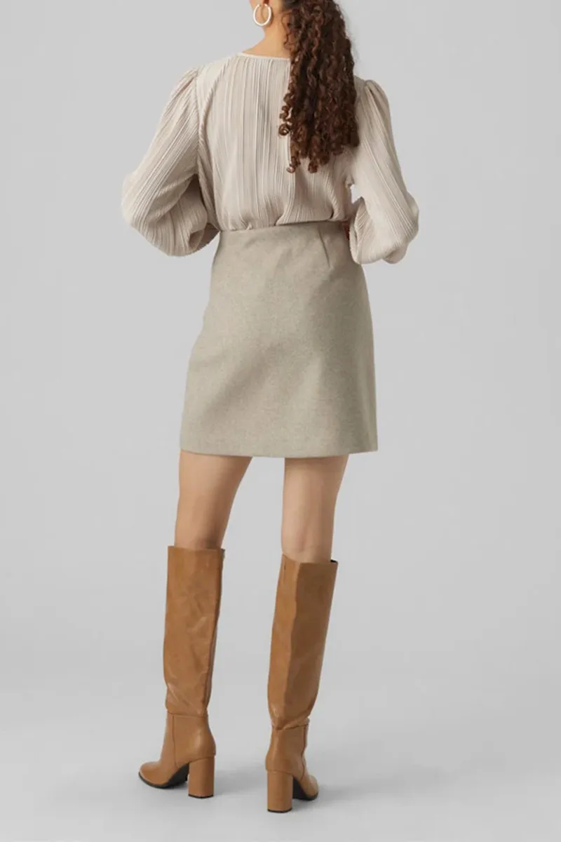 Pocket Designed Woolen Short Skirts