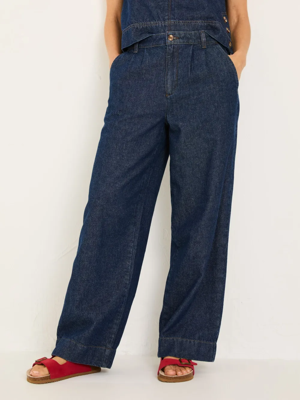 Navy Blue Wide Leg Jeans