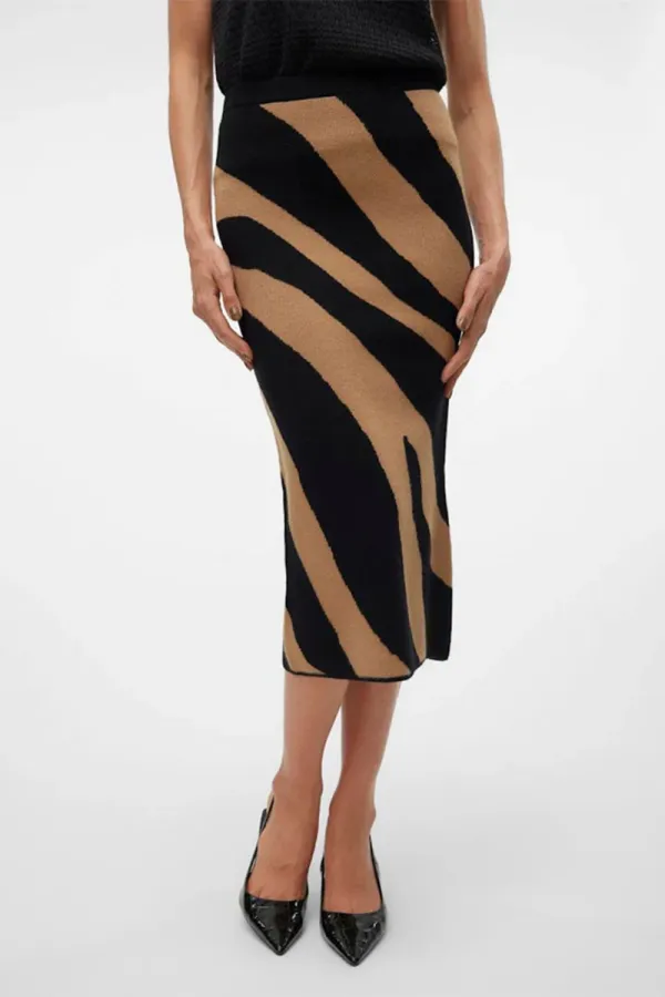 Stripe Patterned Mid Length Skirts