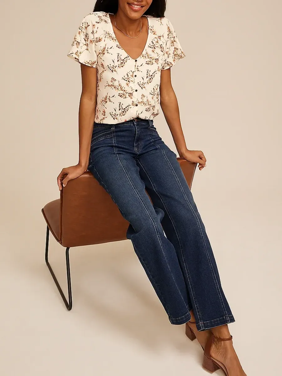 Floral Print V-Neck Blouse