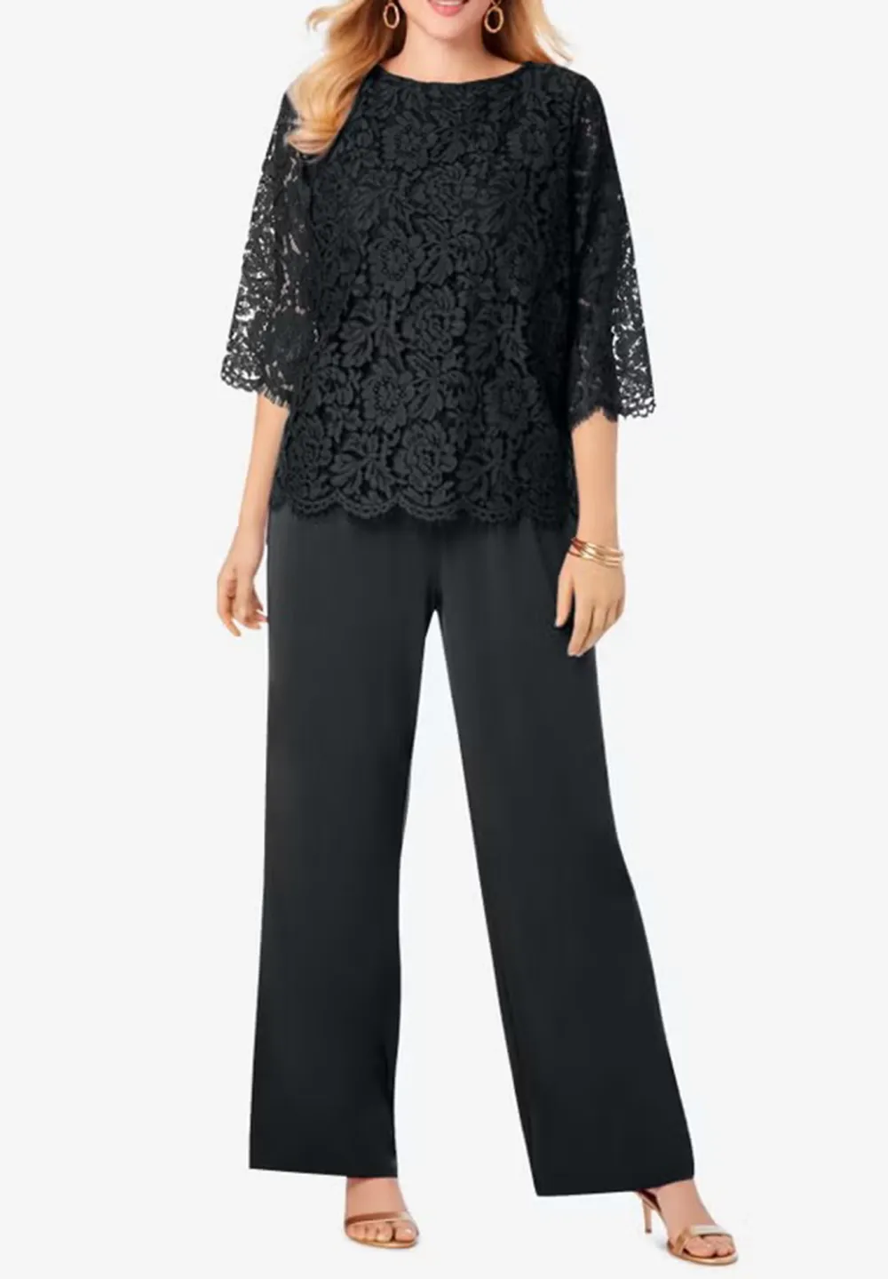 Crew Neck Lace Jumpsuit