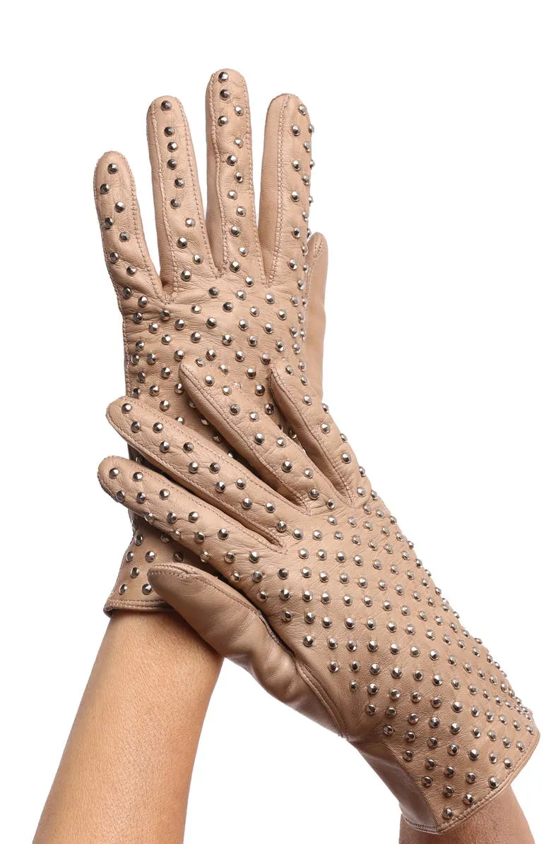 Kelly Studded Leather Gloves
