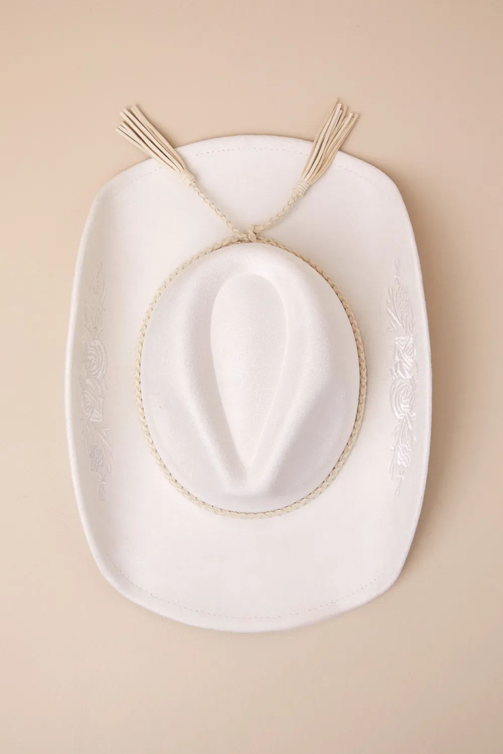 Minimalist Ivory Floral Embroidery Women's Hat