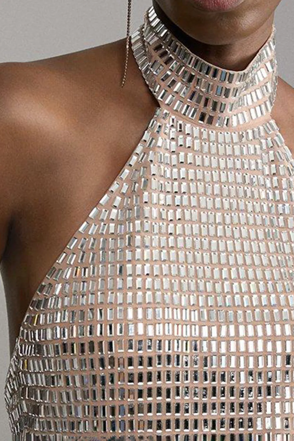 Premium Crystal Embellished Jersey Halter Top