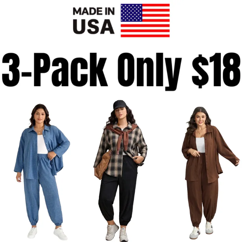 Women's Plus Size Fall-Winter Brown Drawstring Pants Suit