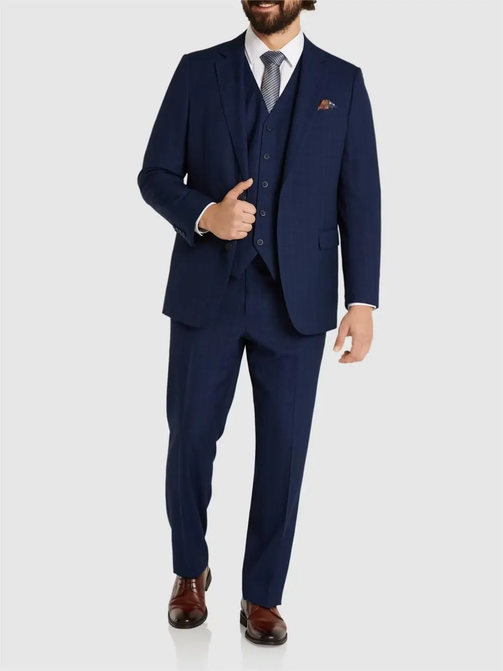 NAVY OVERCHECK SUIT BLAZER