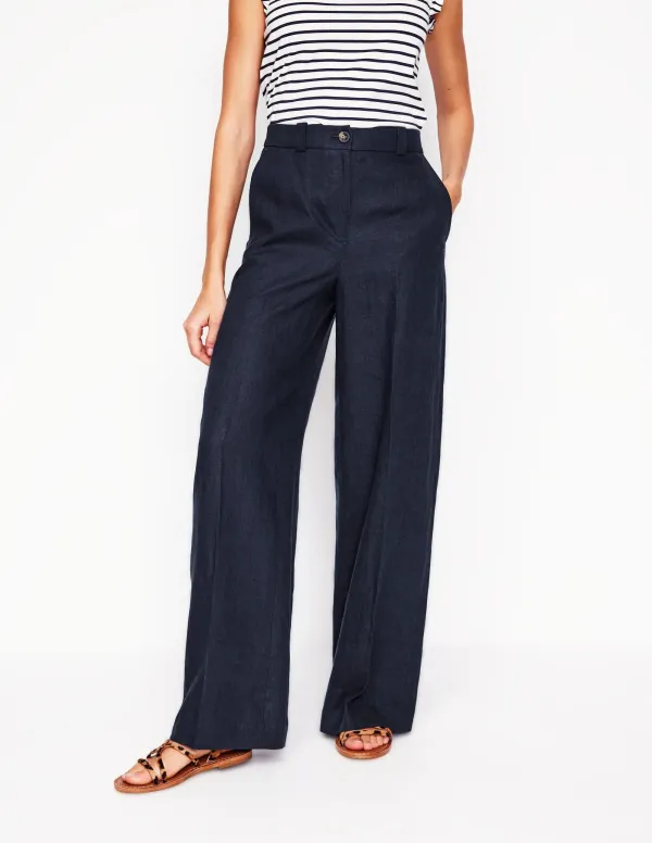 Navy Blue Westbourne Linen Pants