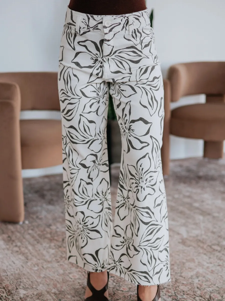 Floral Print Wide Leg Pants