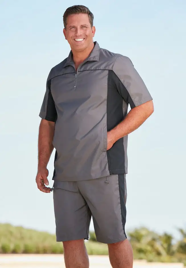 Quarter Zip Short Sleeve Colorblock Tracksuit