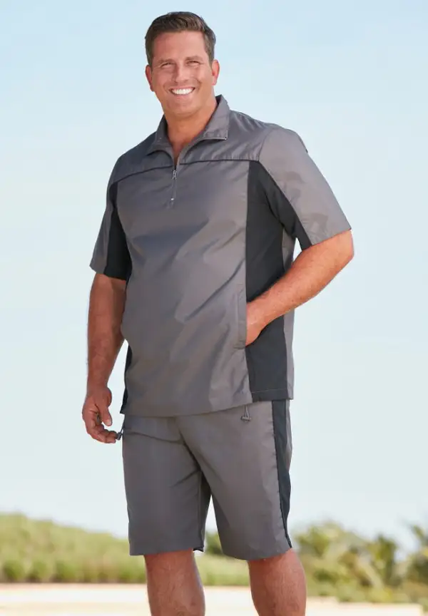 Quarter Zip Short Sleeve Colorblock Tracksuit