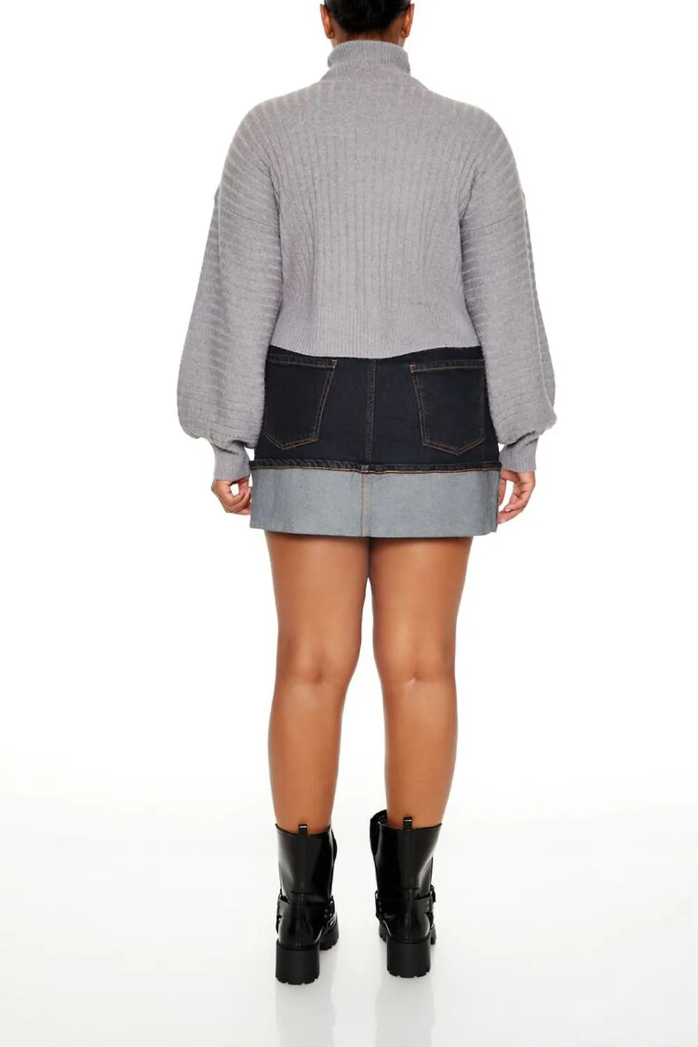 Plus Size Foldover Denim Mini Skirt