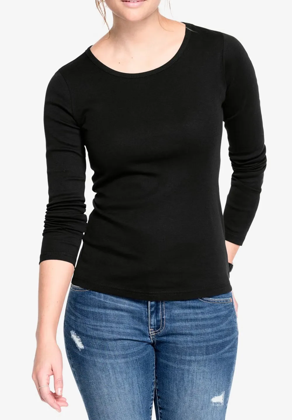 Big Round Neck Long Sleeved T-Shirt