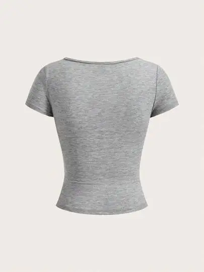 Bow Square Neck Knit Tee