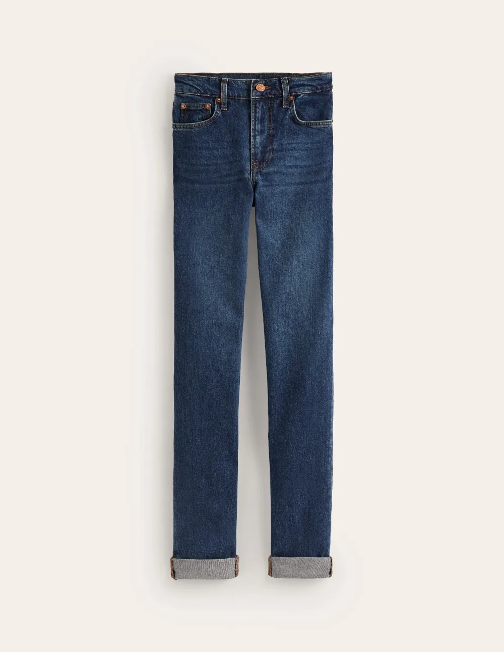 Dark Blue High - Rise Straight - Leg Jeans