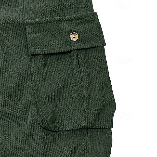 Men's Straight Leg Casual Corduroy Cargo Pants