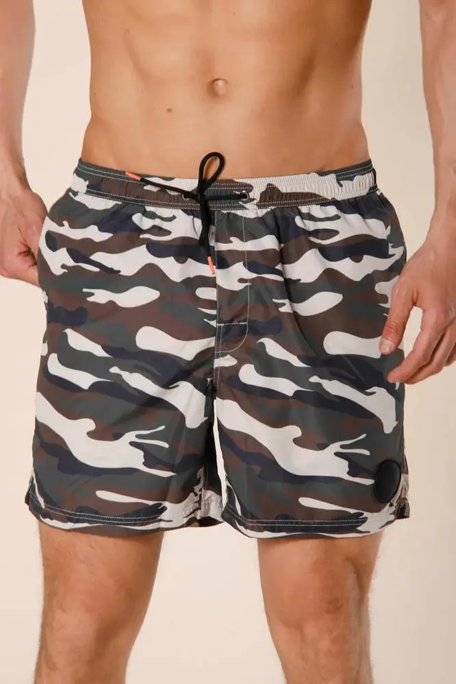 Men's Polyester Camouflage Military Green Regular Fit Swimsuit