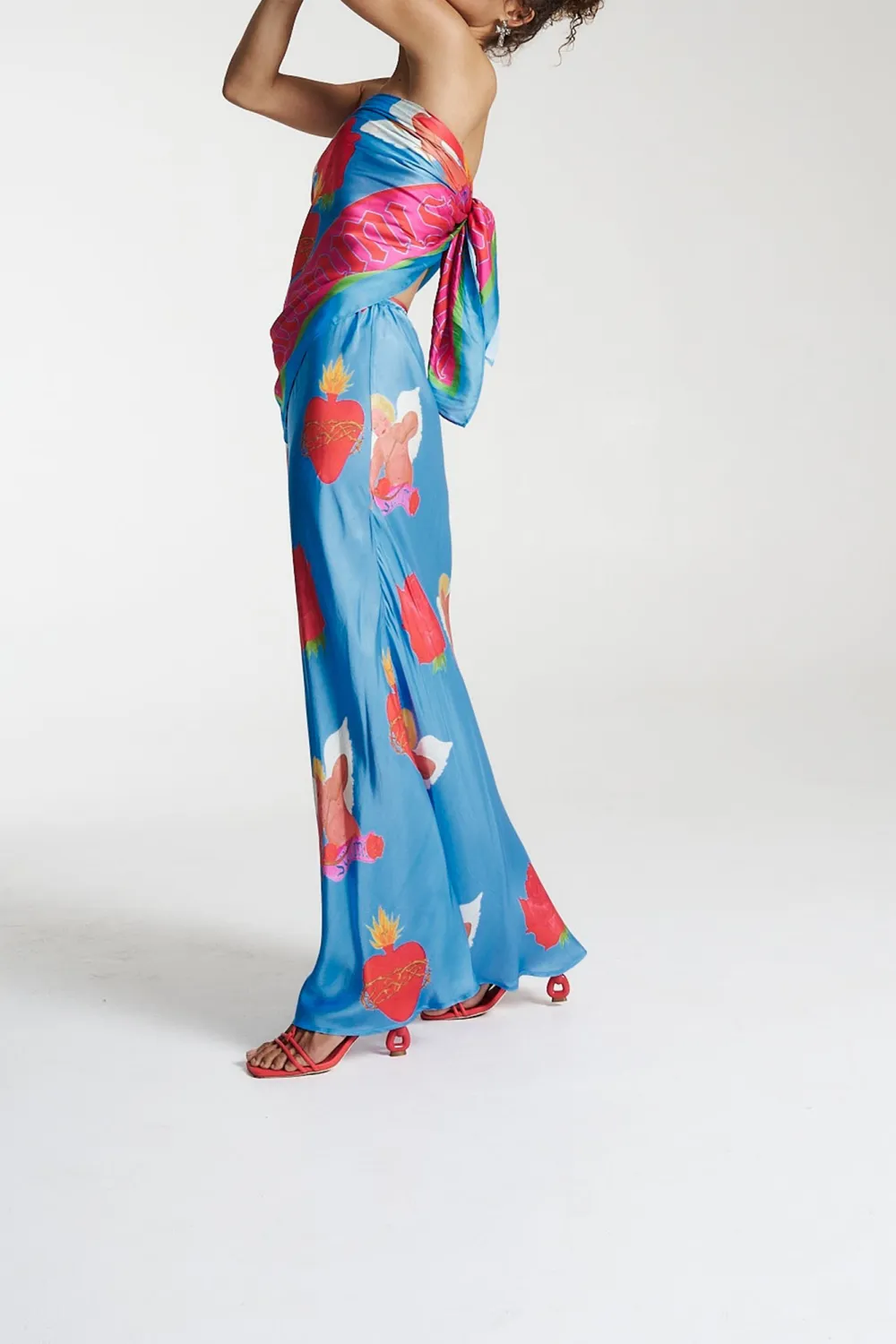 Daily Holiday Floral Print Blue Skirt