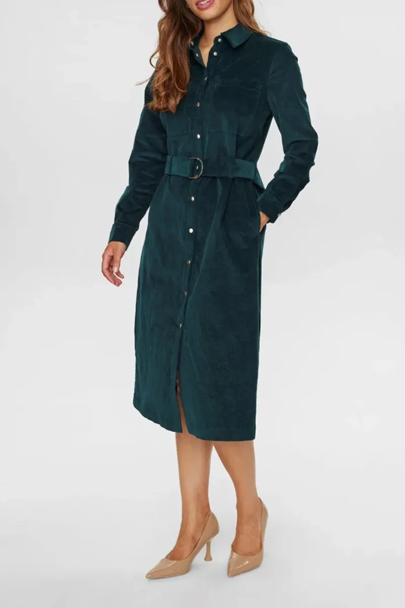 Belted Button Front Shirt Dresses