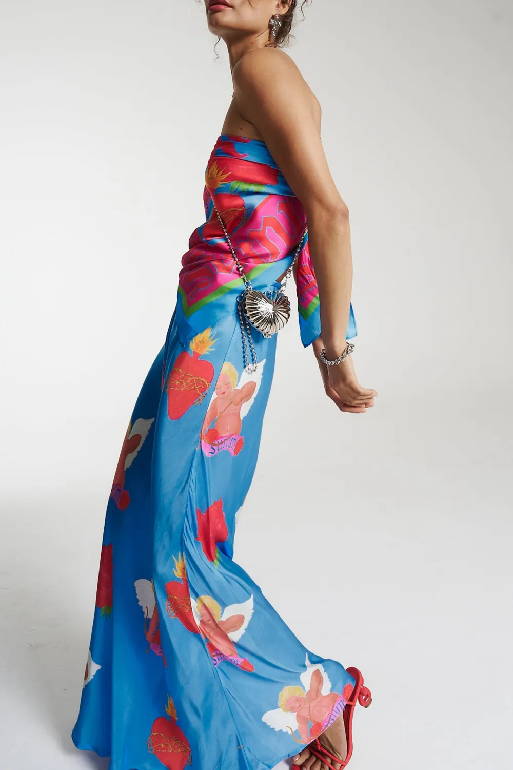 Daily Holiday Floral Print Blue Skirt