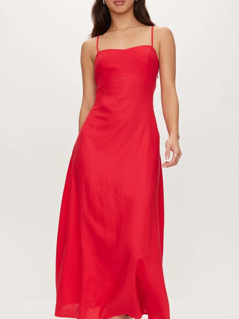 Linen Blend Slip Midi Dress